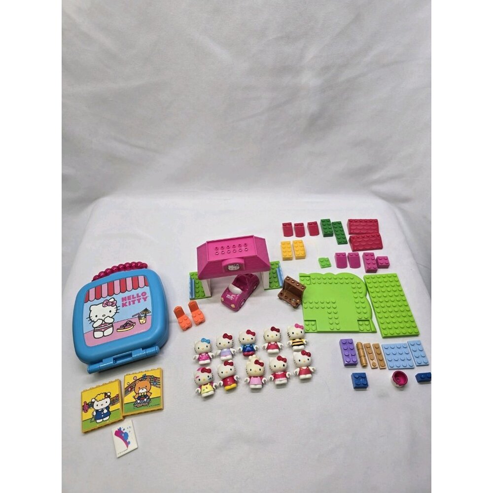 Sanrio Hello Kitty Lot of 10 Mini Figures And Assorted Mega Bloks